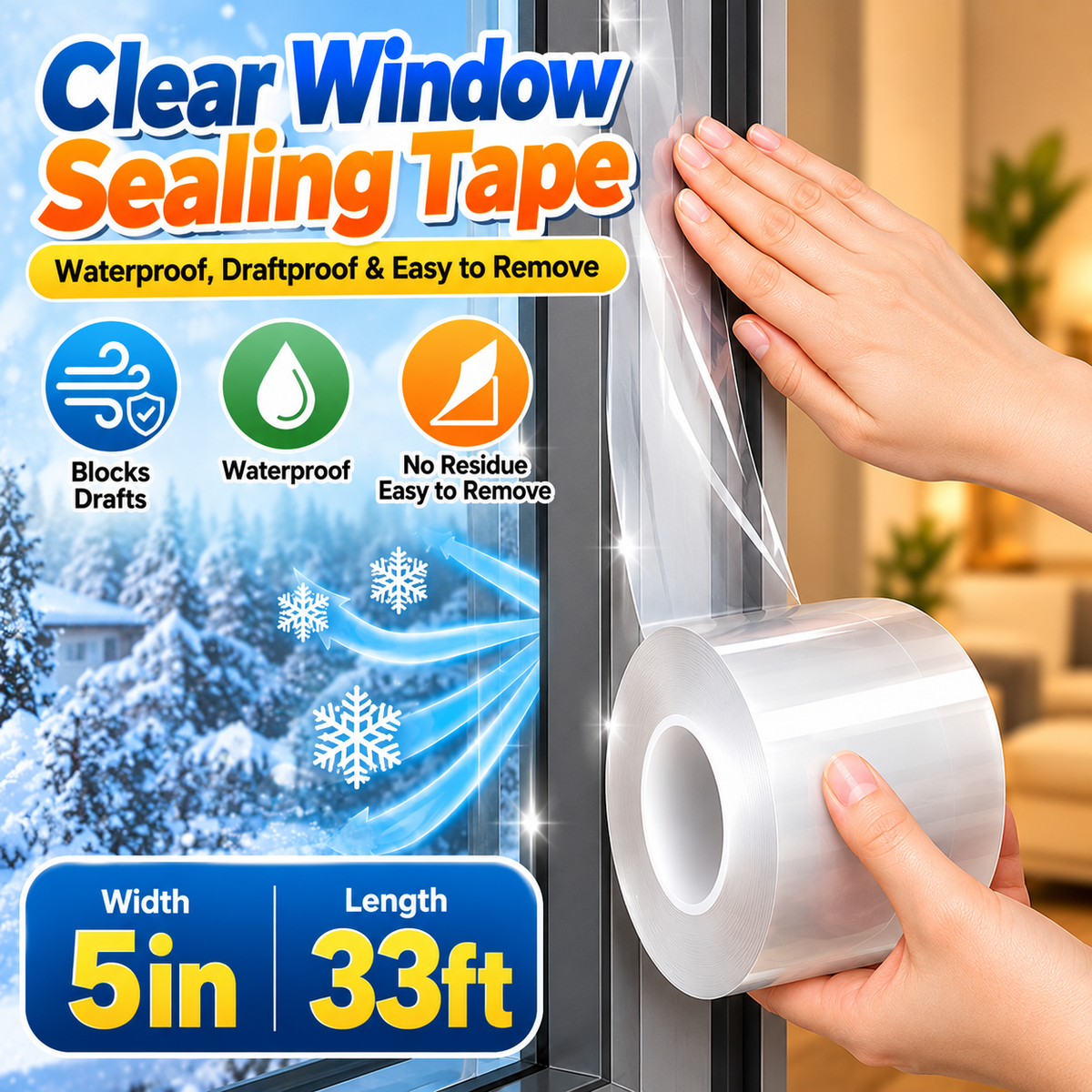 Clear Window Sealing Tape – Waterproof, Draftproof & Easy to Remove