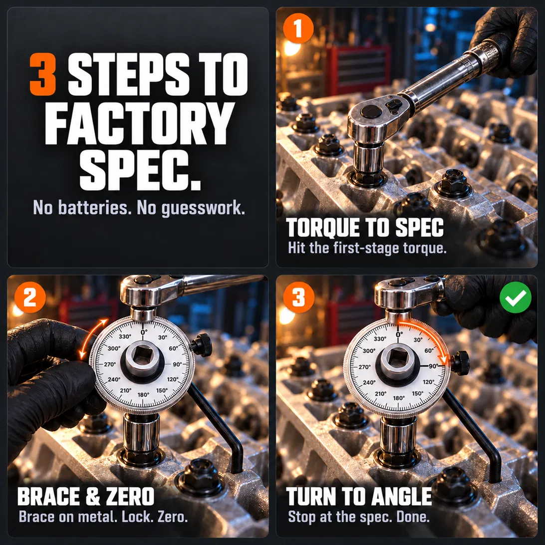 🔩 1/2" Drive Torque Angle Gauge – Hit Every Head Bolt Spec the First Time