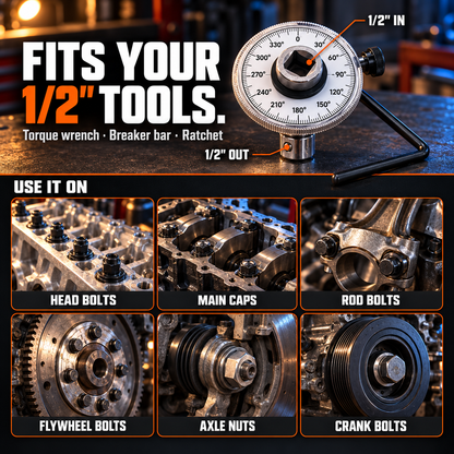 🔩 1/2" Drive Torque Angle Gauge – Hit Every Head Bolt Spec the First Time