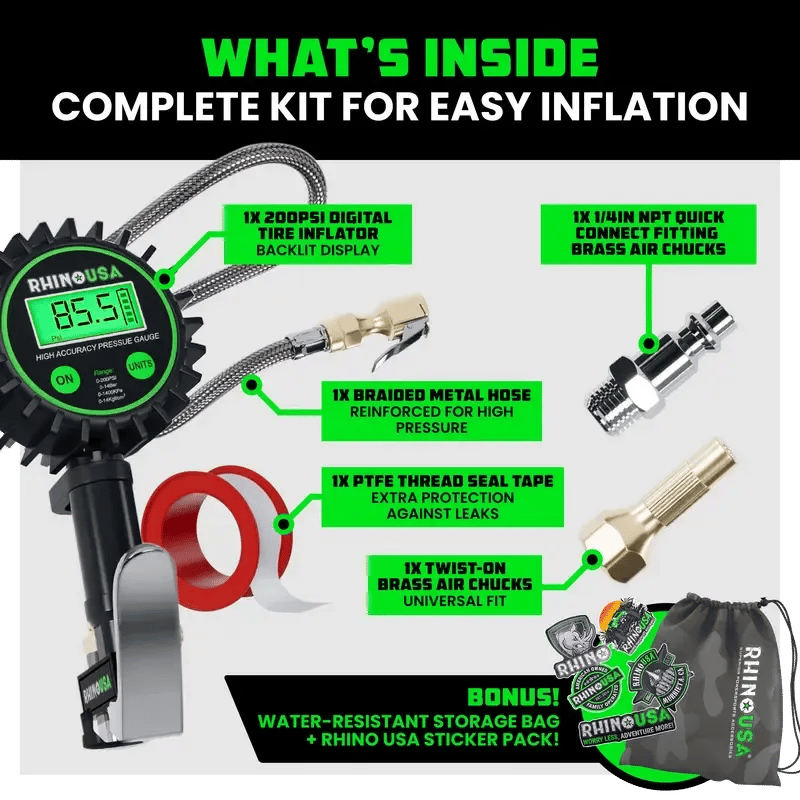 ✨ Digital Tire Pressure Gauge with Inflator 🚗 3-in-1 Precision for Your Garage⏰