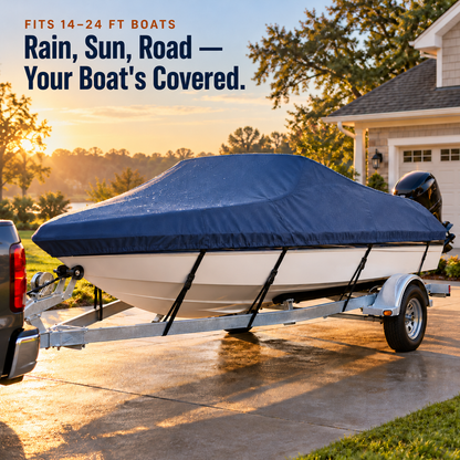 ❄️ Trailerable Boat Cover for 14–24 ft Boats – Keep Rain, Snow & Leaves Off All Winter