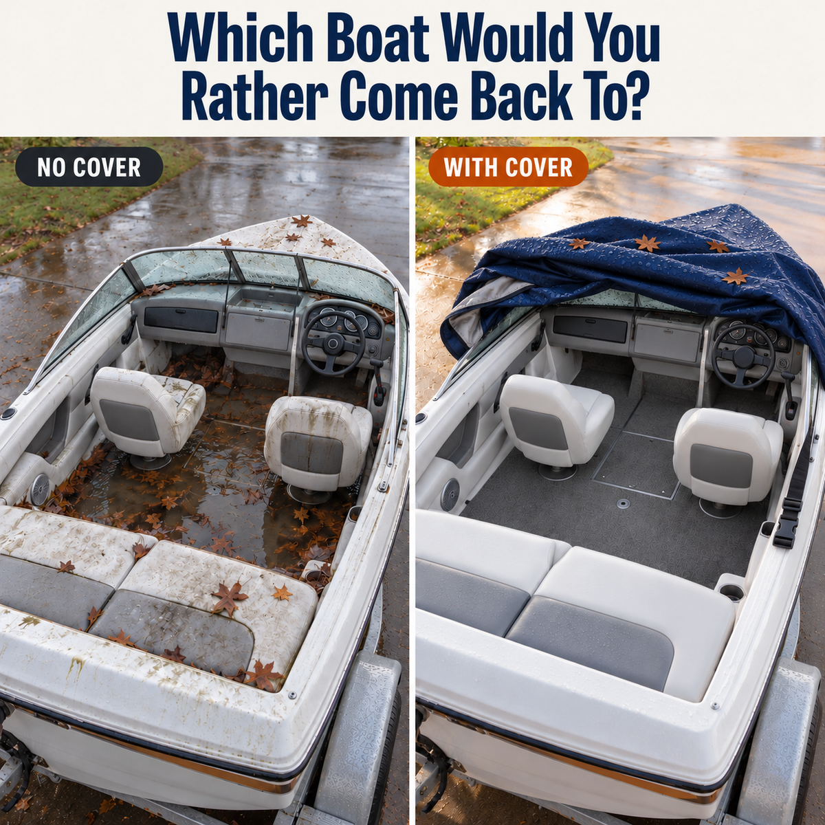 ❄️ Trailerable Boat Cover for 14–24 ft Boats – Keep Rain, Snow & Leaves Off All Winter