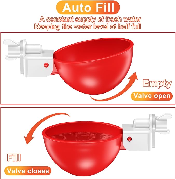 🐔 Automatic Chicken Waterer Cups 💧 Clean Water That Refills Itself – DIY Bucket Kit, Drill Bit Included