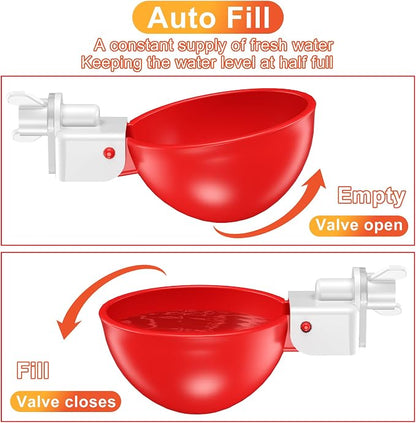 🐔 Automatic Chicken Waterer Cups 💧 Clean Water That Refills Itself – DIY Bucket Kit, Drill Bit Included