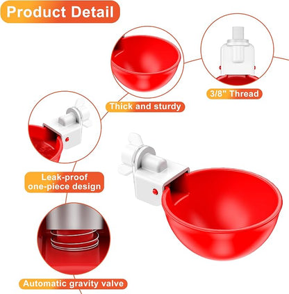 🐔 Automatic Chicken Waterer Cups 💧 Clean Water That Refills Itself – DIY Bucket Kit, Drill Bit Included