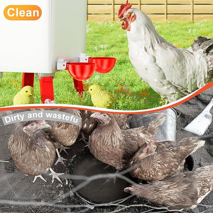 🐔 Automatic Chicken Waterer Cups 💧 Clean Water That Refills Itself – DIY Bucket Kit, Drill Bit Included