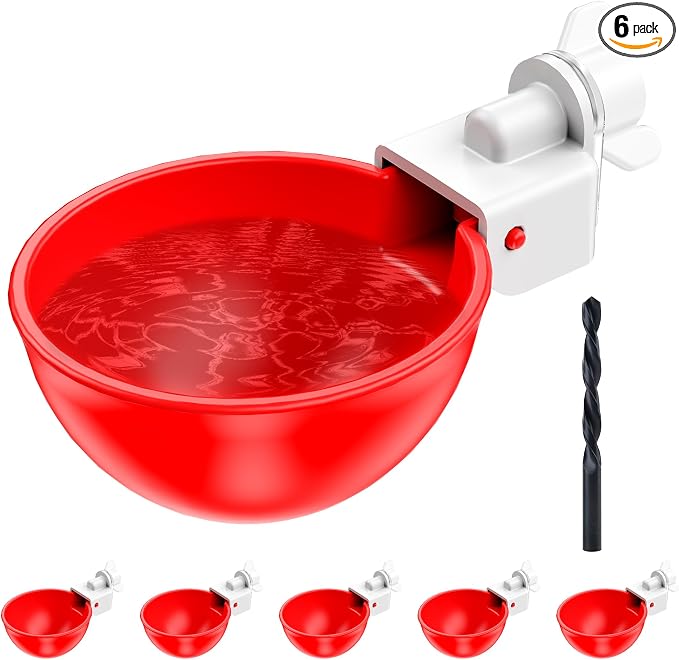 🐔 Automatic Chicken Waterer Cups 💧 Clean Water That Refills Itself – DIY Bucket Kit, Drill Bit Included
