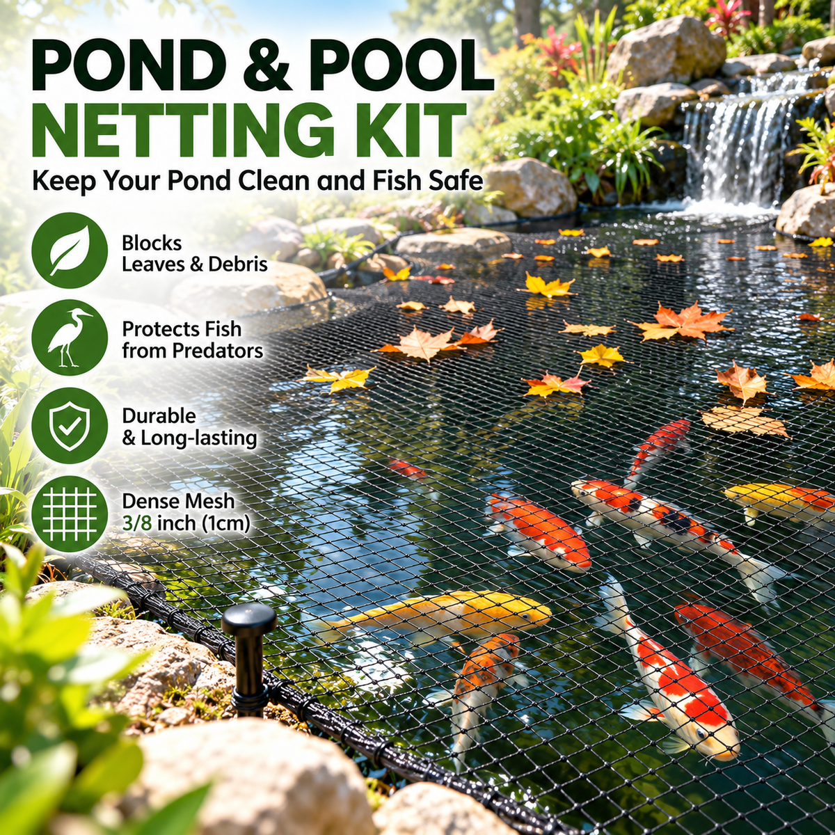 ✨Heavy-Duty Pond Netting Kit – Leaf & Predator Protection