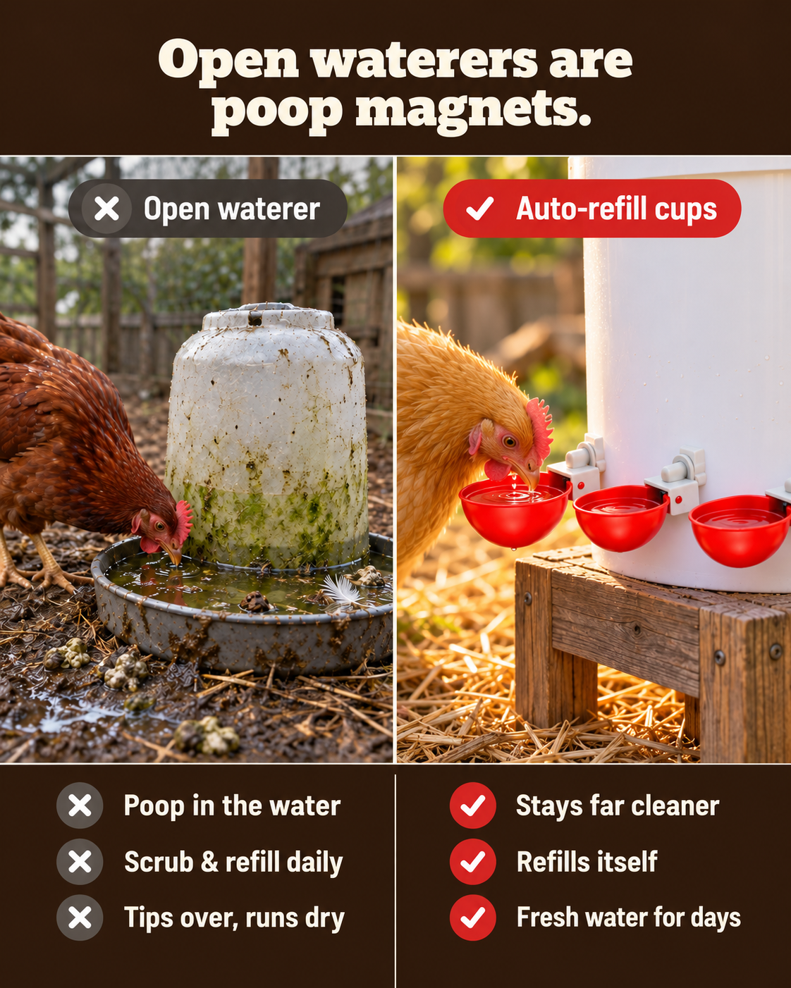 🐔 Automatic Chicken Waterer Cups 💧 Clean Water That Refills Itself – DIY Bucket Kit, Drill Bit Included