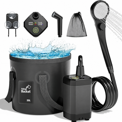 🎃Halloween Deal 50% OFF! LELUMP Rechargeable Portable Camping Shower With LED Display