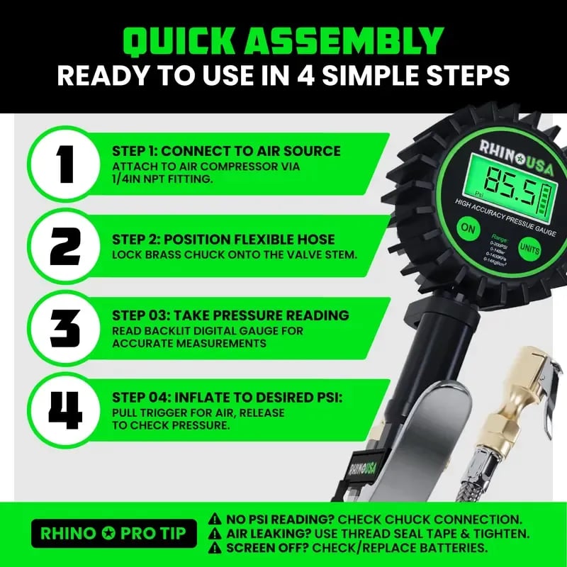 ✨ Digital Tire Pressure Gauge with Inflator 🚗 3-in-1 Precision for Your Garage⏰