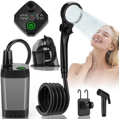 🎃Halloween Deal 50% OFF! LELUMP Rechargeable Portable Camping Shower With LED Display