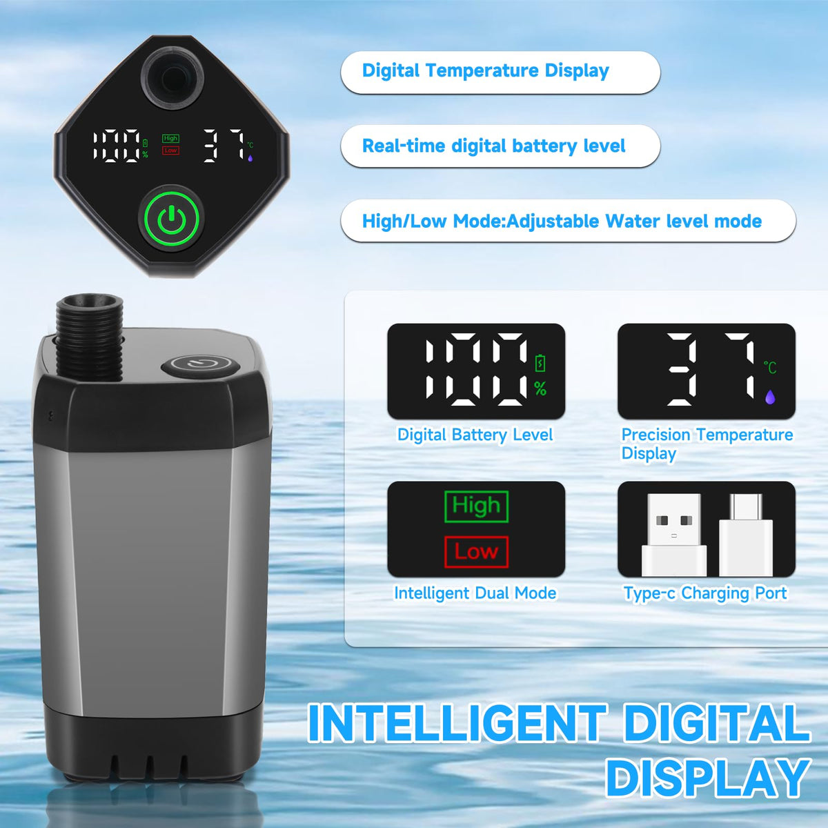 🎃Halloween Deal 50% OFF! LELUMP Rechargeable Portable Camping Shower With LED Display