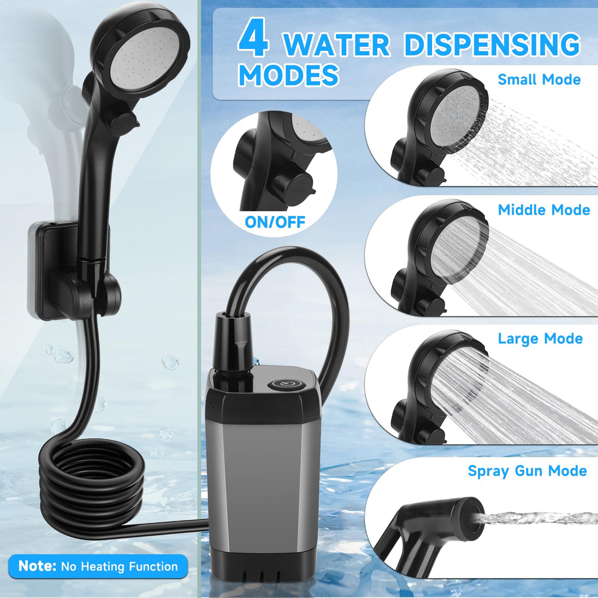 🎃Halloween Deal 50% OFF! LELUMP Rechargeable Portable Camping Shower With LED Display