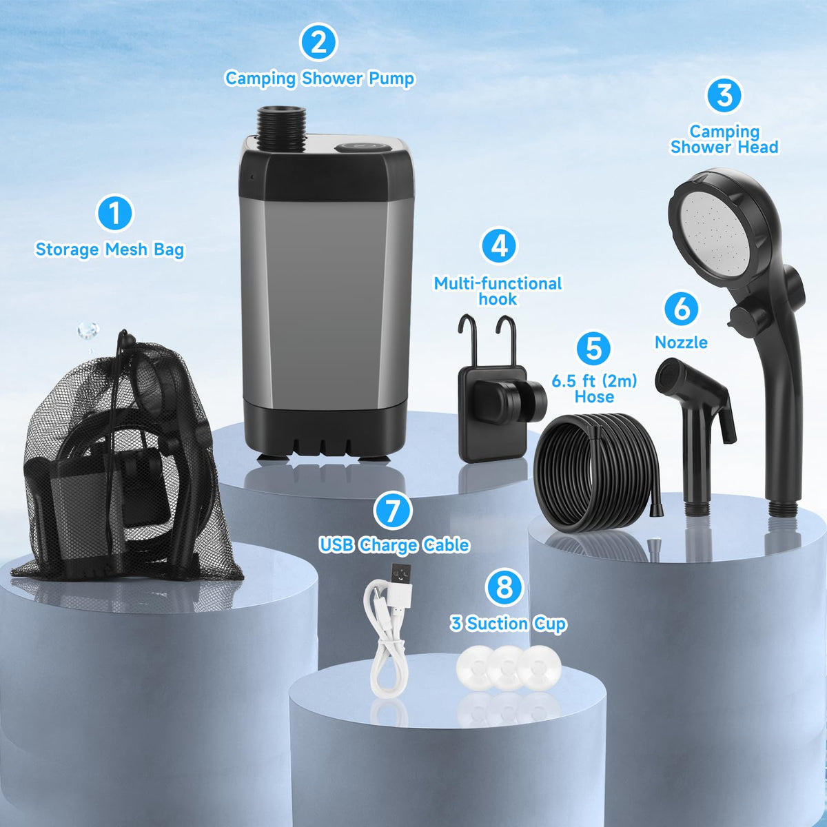 🎃Halloween Deal 50% OFF! LELUMP Rechargeable Portable Camping Shower With LED Display