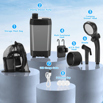 🎃Halloween Deal 50% OFF! LELUMP Rechargeable Portable Camping Shower With LED Display