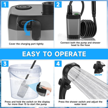 🎃Halloween Deal 50% OFF! LELUMP Rechargeable Portable Camping Shower With LED Display