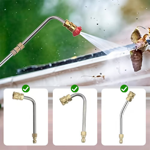 No-Ladder Gutter Cleaning Kit for Your Pressure Washer Adds 8 ft of stainless steel reach for single-story gutters. 3 Gutter Angles · 6 Spray Tips · Fits 1/4" Quick-Connect · Max 4000 PSI
