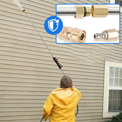 No-Ladder Gutter Cleaning Kit for Your Pressure Washer Adds 8 ft of stainless steel reach for single-story gutters. 3 Gutter Angles · 6 Spray Tips · Fits 1/4" Quick-Connect · Max 4000 PSI